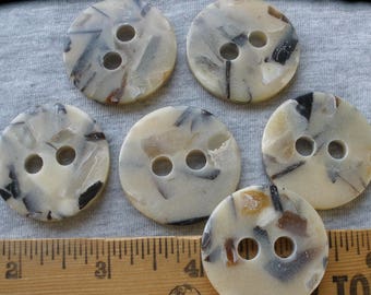 35MM Large Mosaic Coat Buttons Matte Beige Thick 2 hole sew on 1 3/8" size 55L plastic 5mm holes knit crochet embellish 5 buttons