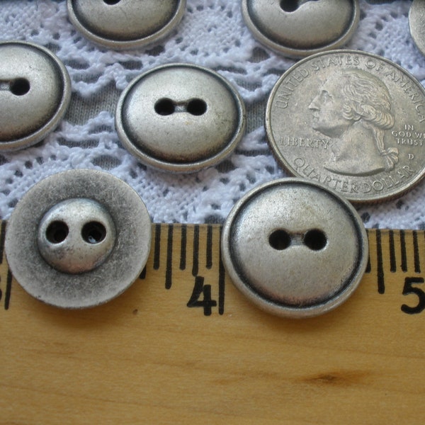 Classic Work Shirt Buttons Industrial Pewter Color metal 28L 17mm 11/16" sew on jewelry sewing crafts 12 pieces retro steampunk smooth