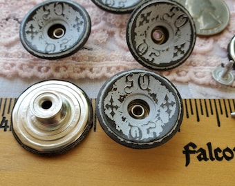 1 Inch Matte Dark & Light Gray Painted metal tack Buttons No sew jeans denim jacket replace rivets stud snap fastener 25MM donut style
