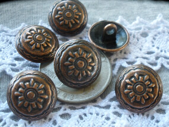 old 50 Antique Brass Metal Button Double Rim Design 18mm 11//16/" 4hole