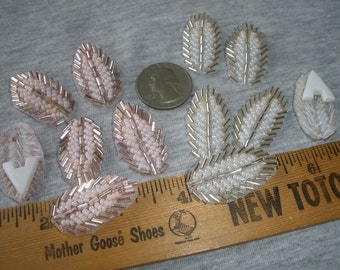 Beaded Applique Leaf Embellishments beads Pink or White leaves Embellish costume Tshirt bridal bling purse pillow headband fascinator