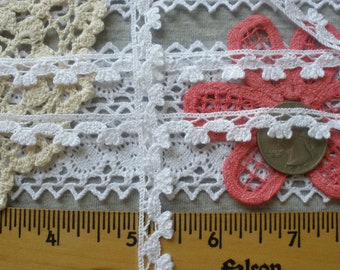 3 yards 11MM Tiny doll trims bright white Cotton machine Lace Dainty 7/16" wide edging retro crochet bobbin cluny dyeable sweet narrow lace