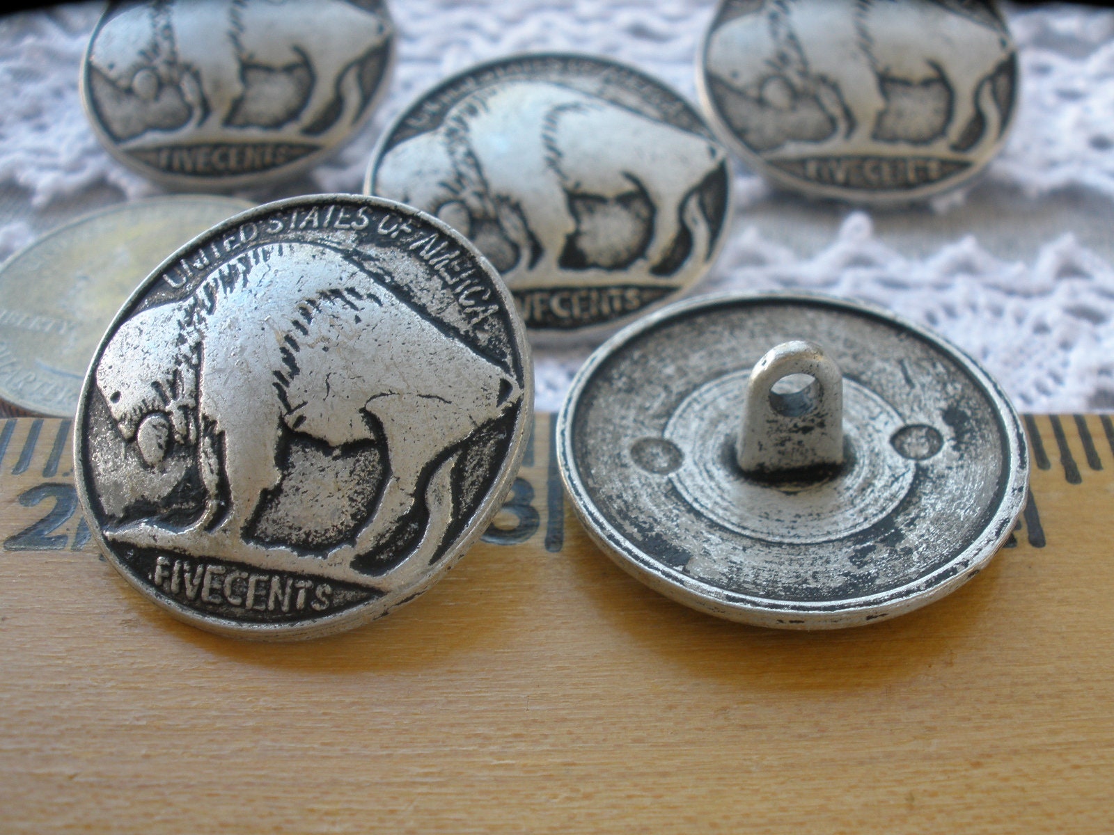 Buffalo Nickel Buttons coin replica metal shank 25MM 1 inch Etsy