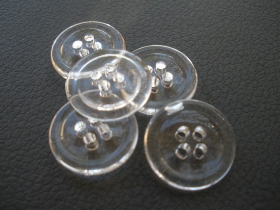 Cool Clear Buttons 11/16 18MM 28L 4-hole Shiny Plastic Rounded Front Rim  Sew on Crafts Clothes Retro Cool 