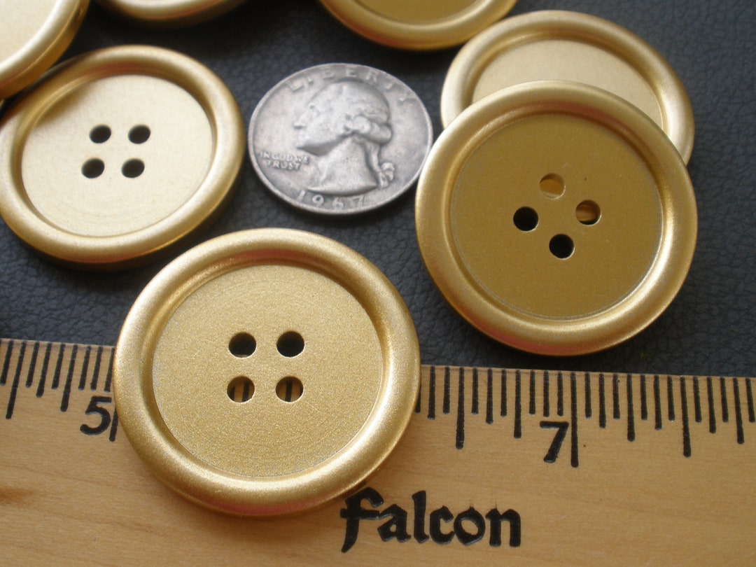 Plastic Coat Buttons Gold Color 34mm 54L 1 5/16 Metallic 3 Each Suit