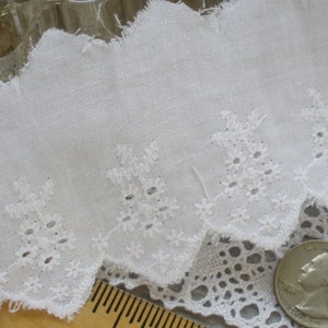 Broderie Anglaise Eyelet Lace Trim white 2.75 inch wide Chevron Scallop Edging BTY cotton blend Embroidery Floral applique dresses costume