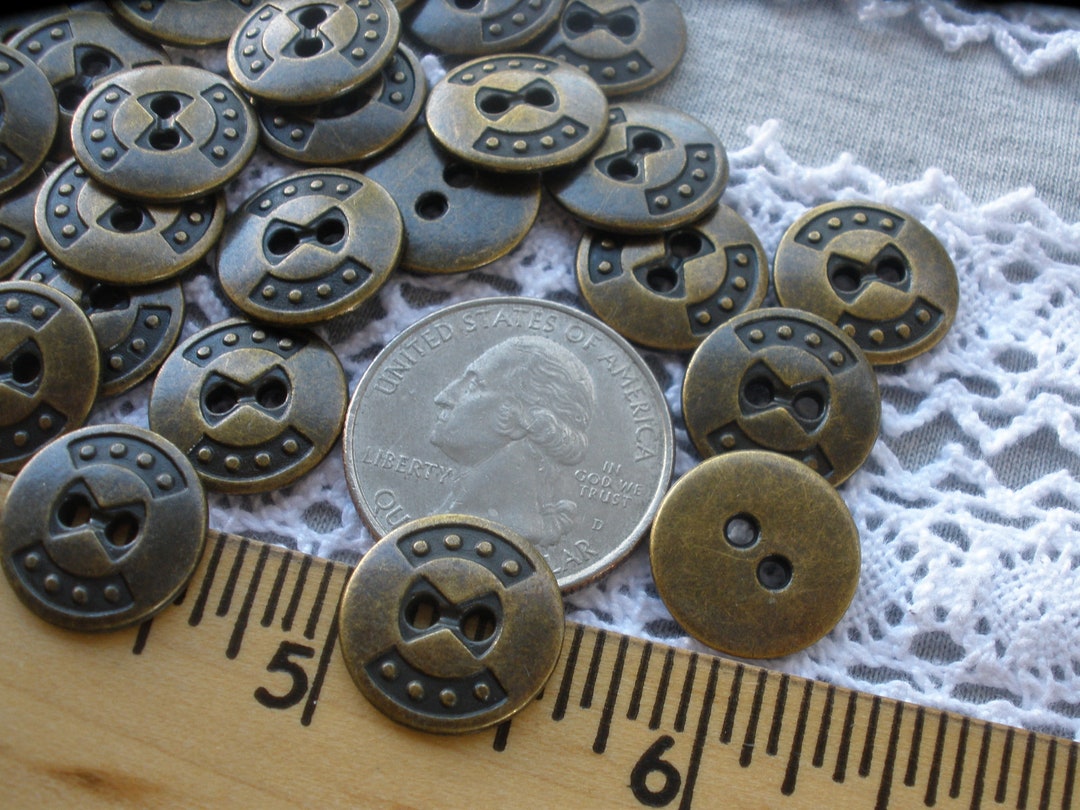 Industrial Metal Shirt Buttons 15MM Bronze Bow Tie Pattern Sew Etsy