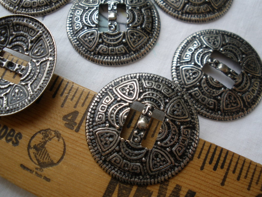 Sterling Silver Navajo Concho Buttons Sew or Tie on Shank Set of Six 0875