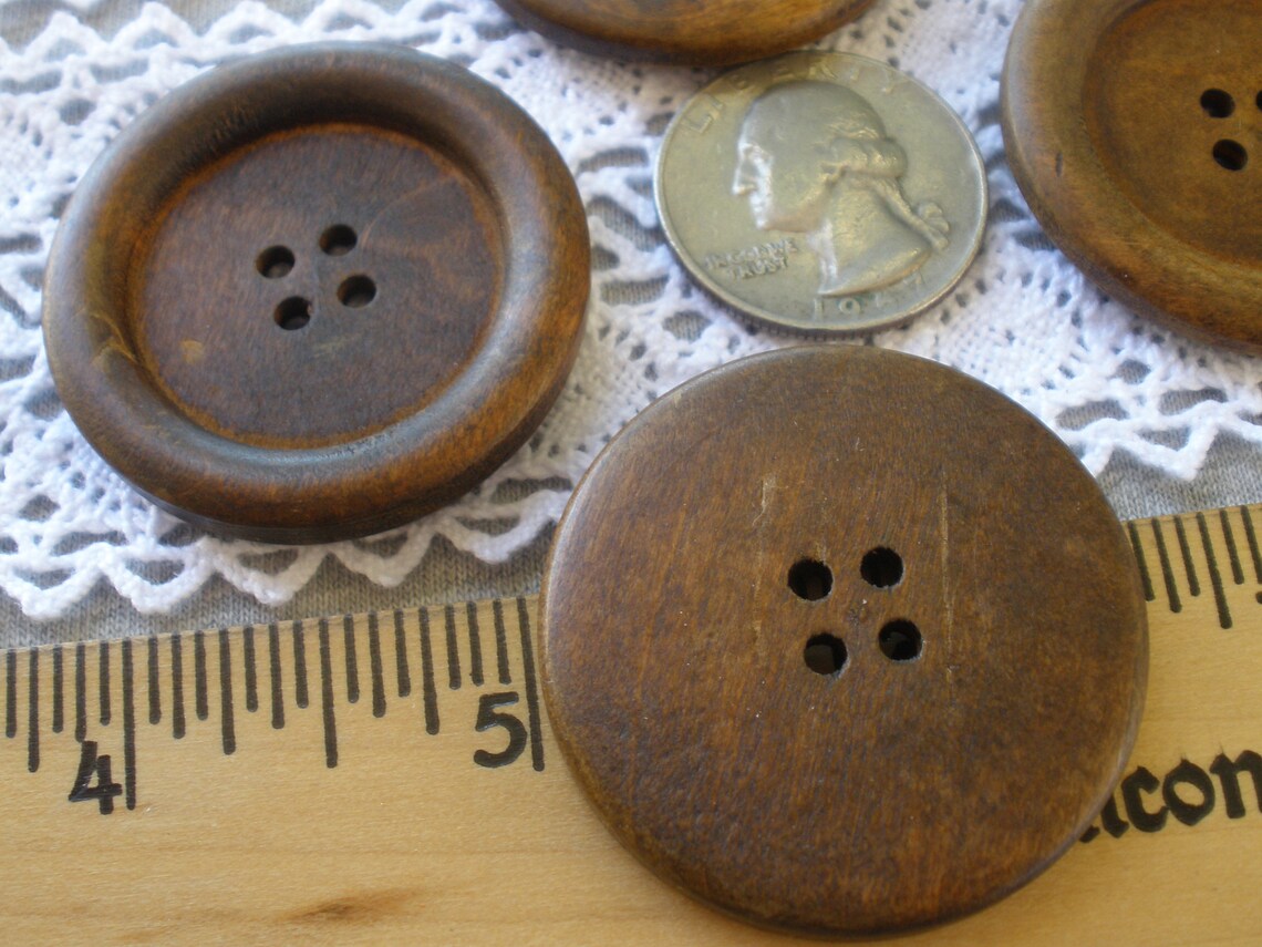 38MM Wood Coat Buttons Extra Large 1.5 60L Medium Stain Etsy