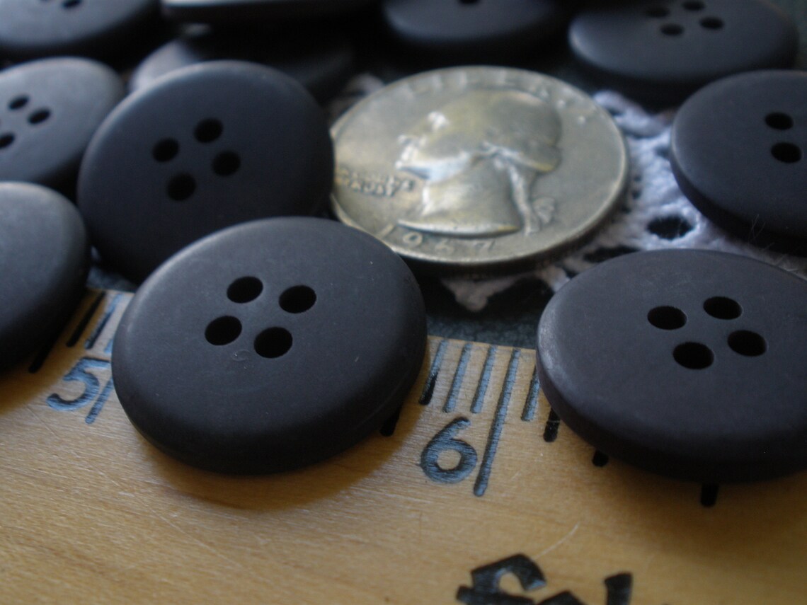 20MM Basic Matte black 4-hole buttons 24 each Plastic 32L | Etsy