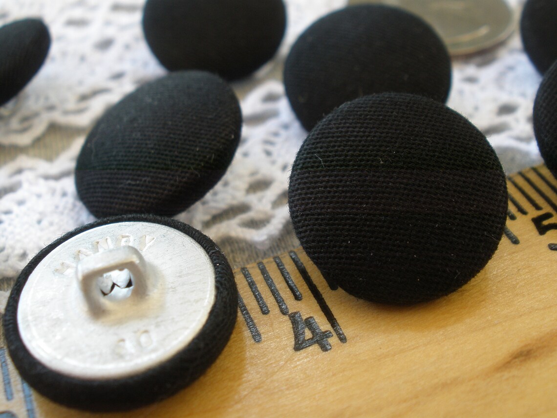 Tuxedo Buttons Black Textured Fabric Cover Buttons 3/4 Etsy