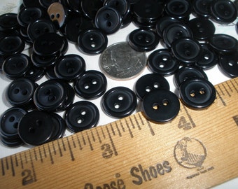 Small 12MM black buttons with rim 2-hole sew-on shiny 19L 50 pieces sewing crafts scrapbooking jewelry flat back bulk paper tag supply