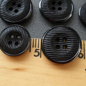 Textured Black Blazer Suit Buttons Set 30L / 36L 14pc 23MM / 19MM 4H plastic thick 5 large 9 small buttons jacket