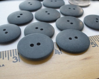 22MM Matte Black Buttons 12 Plastic 7/8" 36L 2-hole sew on sewing crafts flat back charcoal gray composite