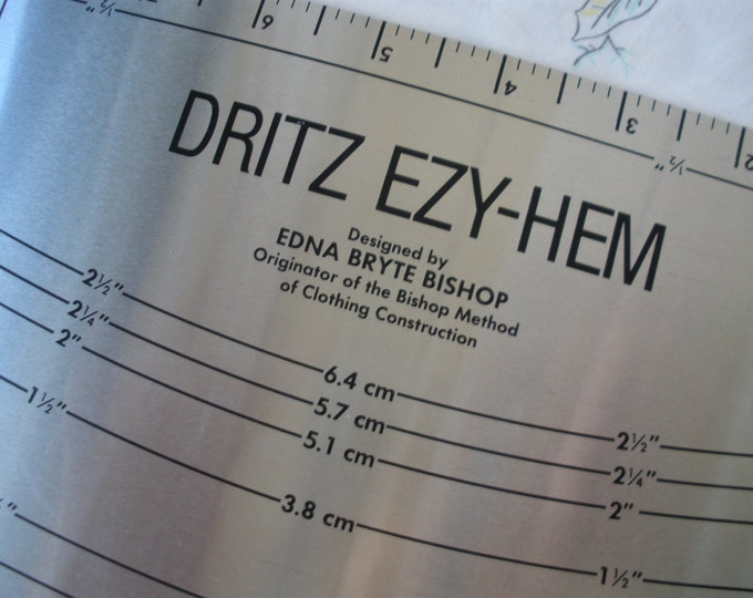 Outil Vintage Dritz Easy Ezy-Hem Jauge De Mesure Métal #617 Edna Bryte