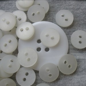 Tiny Frost White Buttons Flatback jewelry clasp 24 Plastic 3/8" 16L 2-hole 9.5MM sew-on sewing crafts scrapbooking bulk fastener doll eyes