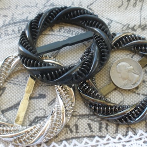 Steampunk Buckle Variety Textured Matte Black Silver & Gunmetal Gray Scarf Slide 1 5/8&quot; ID 2.75&quot; OD plastic round t-shirt tri-glide slider