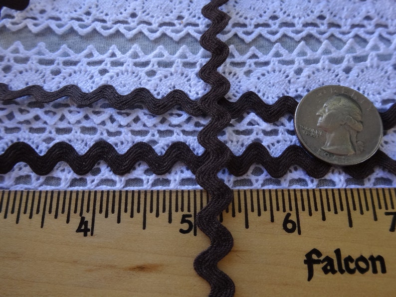 Brown Cotton Rick Rack Trim choose yards 3/8 Ric Rac yardage crafts sewing costume scrapbook 10mm Vintage trim image 5