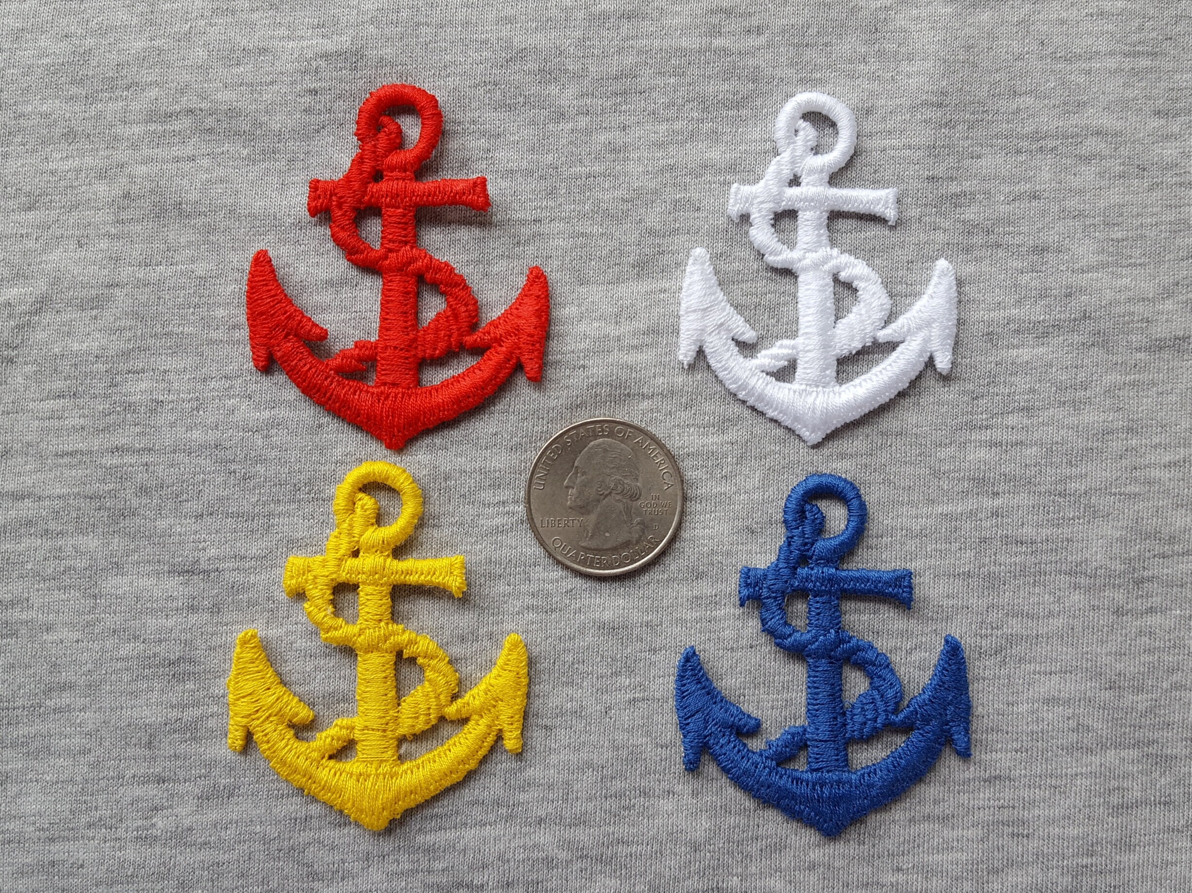 White Anchor & Rope Appliques Sew-on 6 Pcs Schiffli Embroidery Nautical ...