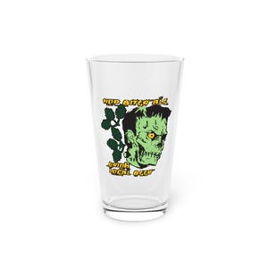 Whimsical Zombie Pint Glass: Halloween Party Barware