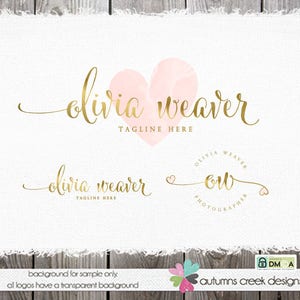 Photography Logo Premade Logo watercolor logo Logo Design Premade logo design Heart Logo custom Logos and Watermarks custom image 3