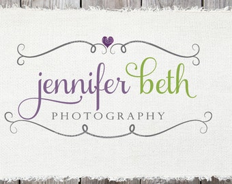 Premade Photography Logo - Swirls and Heart Logo and Watermark Design Name Text Logo
