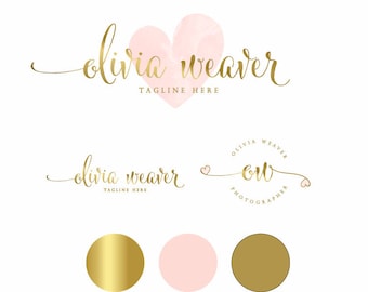 Fotografie Logo Premade Logo Gouden Logo Fotografie Logo's en watermerken Logo ontwerp Hart Logo Roze logo Naaien Logo Make-up Logo Blog-logo