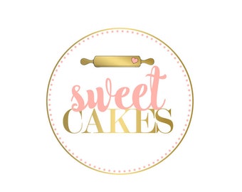 cake logo - bakery logo - premade logo -cake decorator- rolling pin - shop logo -party logo - premade logo design - logo for bakers logos