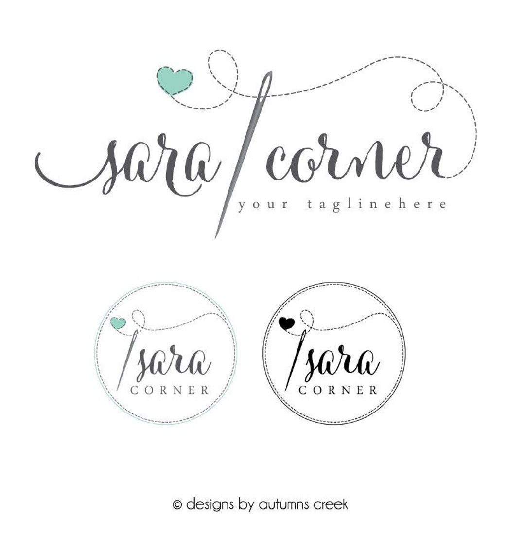 Needle Logo, Sewing Logo, Needle and Thread Pre-made Logo