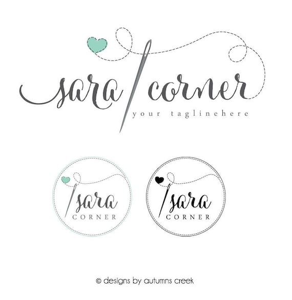 Needle Logo, Sewing Logo, Needle and Thread Pre-made Logo