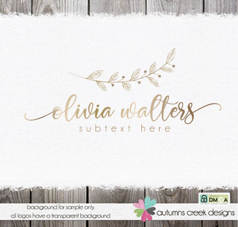 premade logo photography logo premade logo designs gold logo twig logo leaf logo branch logo hand drawn logo blog logo sewing logos image 3