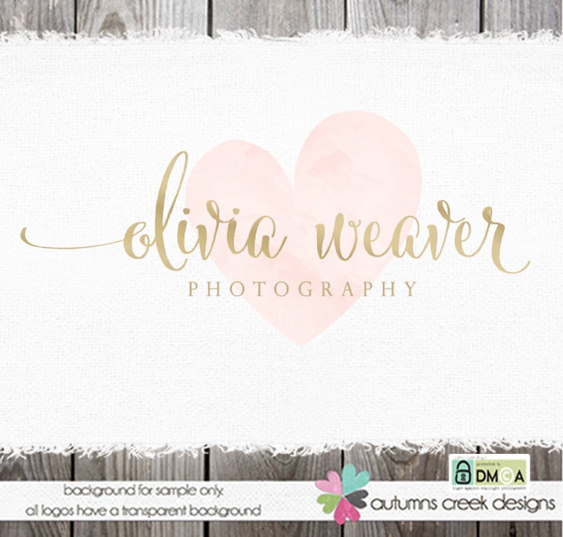 Photography Logo Premade Logo watercolor logo Logo Design Premade logo design Heart Logo custom Logos and Watermarks custom image 5