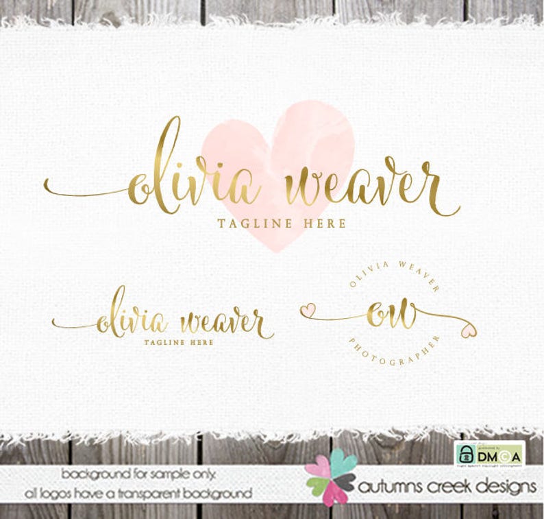 Photography Logo Premade Logo watercolor logo Logo Design Premade logo design Heart Logo custom Logos and Watermarks custom image 3