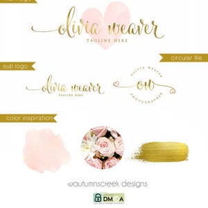 Photography Logo Premade Logo watercolor logo Logo Design Premade logo design Heart Logo custom Logos and Watermarks custom image 2