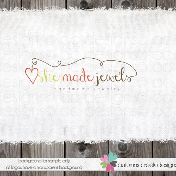 Exclusive Premade Logo Design Heart Jewelry  Swirls Logo Design - One of a Kind (OOAK) Hand Drawn