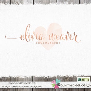 Photography Logo Premade Logo watercolor logo Logo Design Premade logo design Heart Logo custom Logos and Watermarks custom image 7