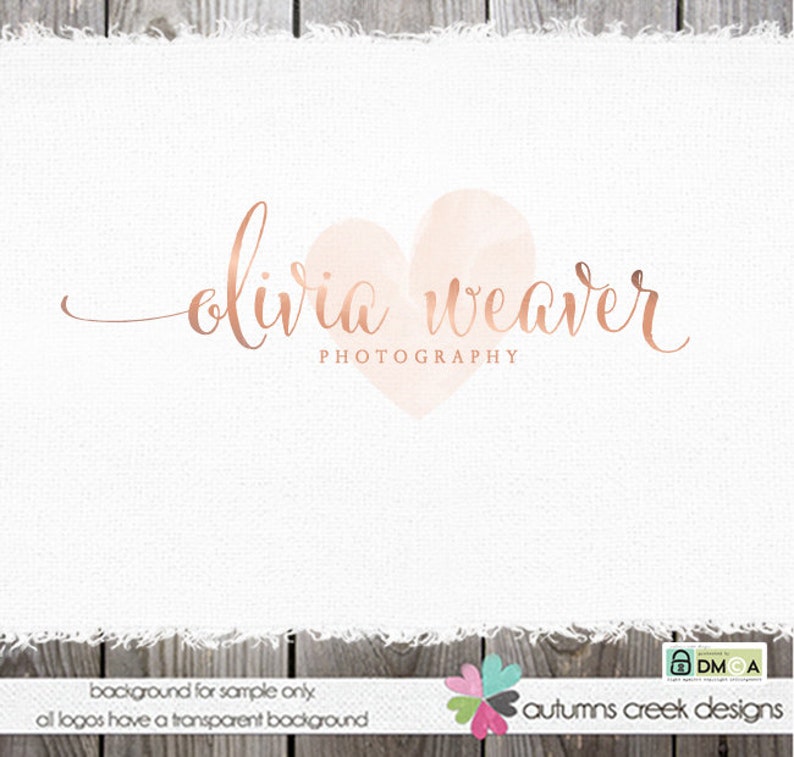 Photography Logo Premade Logo watercolor logo Logo Design Premade logo design Heart Logo custom Logos and Watermarks custom image 7