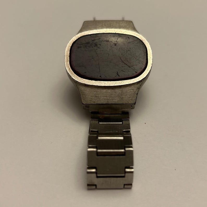 Reloj digital vintage Gillette Company Modelo 308 LED Acero inoxidable Plata Rojo imagen 4