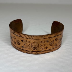 Pulseira vintage Thunderbird em cobre maciço, estilo sudoeste.