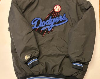 Chaqueta Starter VTG Los Angeles Dodgers MLB con capucha acolchada negra para hombre, talla grande, años 90, rara
