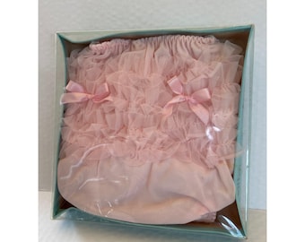 Vtg Baby Pants Kitten Britches Pink Ruffled Diaper Cover Bloomers Med 12M NIB