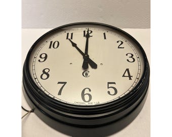 VTG Cincinnati Time Corder Co Slave Wanduhr Schwarz Industriell LU 214
