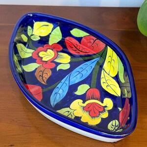 Hand-Painted Floral Ceramic Salad Dish | Al Fatah Pakistani Folk Art