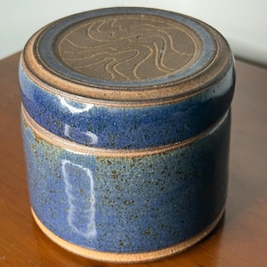 Edward W Ham Studio Pottery Lidded Jar | Blue Speckled Stoneware, Hand Thrown