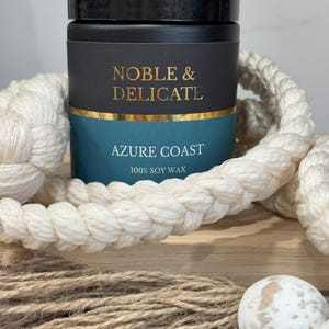 Azure Coast Soy Candle – Luxury Handcrafted Candle by Noble & Delicate