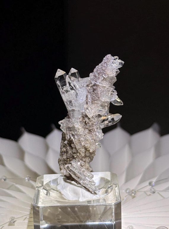 Colombian Lemurian Quartz Double-Sided Cluster on Matrix, 14.62g| Natural Faden Quartz Specimen, #SPM34
