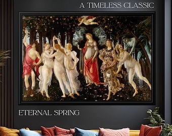 Botticelli Primavera Wall Art, Renaissance Masterpiece Print, Fine Art Poster Canvas