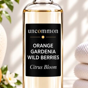 Orange Gardenia & Wild Berry Reed Diffuser Refill Oil, 5 Black Reeds, Fresh Fruity Floral Home Fragrance, Musk Scent, 6.75 oz | Citrus Bloom