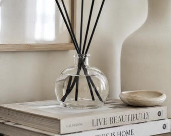 Fiji Glass Reed Diffuser Bottle with Glass Ball Stopper – 6 oz Refillable Diffuser Vessel