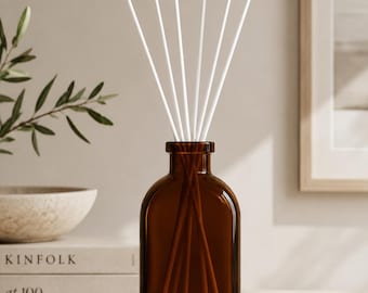 Dark Amber Reed Diffuser Bottle | Modern  Glass Diffuser Vessel , Refillable Home Decor